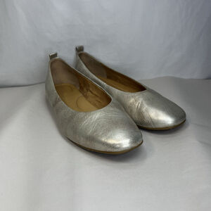 Born Patrice Round Toe Ballet Flats Women's Leather Light Gold Metallic Size 10